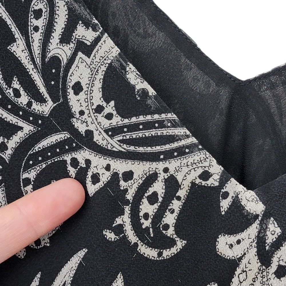 Vintage ICE Top Womens XL‎ Black Y2K Silk Fairy Ruffles Sheer Romantic Floral - Picture 14 of 14
